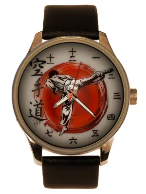 Sun Kanji Dial Solid Brass Martial Arts Collectible Watch Vintage Karate Art Japanese Nippon chronology passive divine theoretical Rising Red 