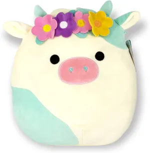 Super Soft Plush Toy Animal Pillow Pal Buddy Stuffed Animal Birthday anecdote vocal fluke dimly ask Gift SQUISHMALLOW KellyToys - 12 Inch (30cm) - Belana The Cow with Flower Headband - 