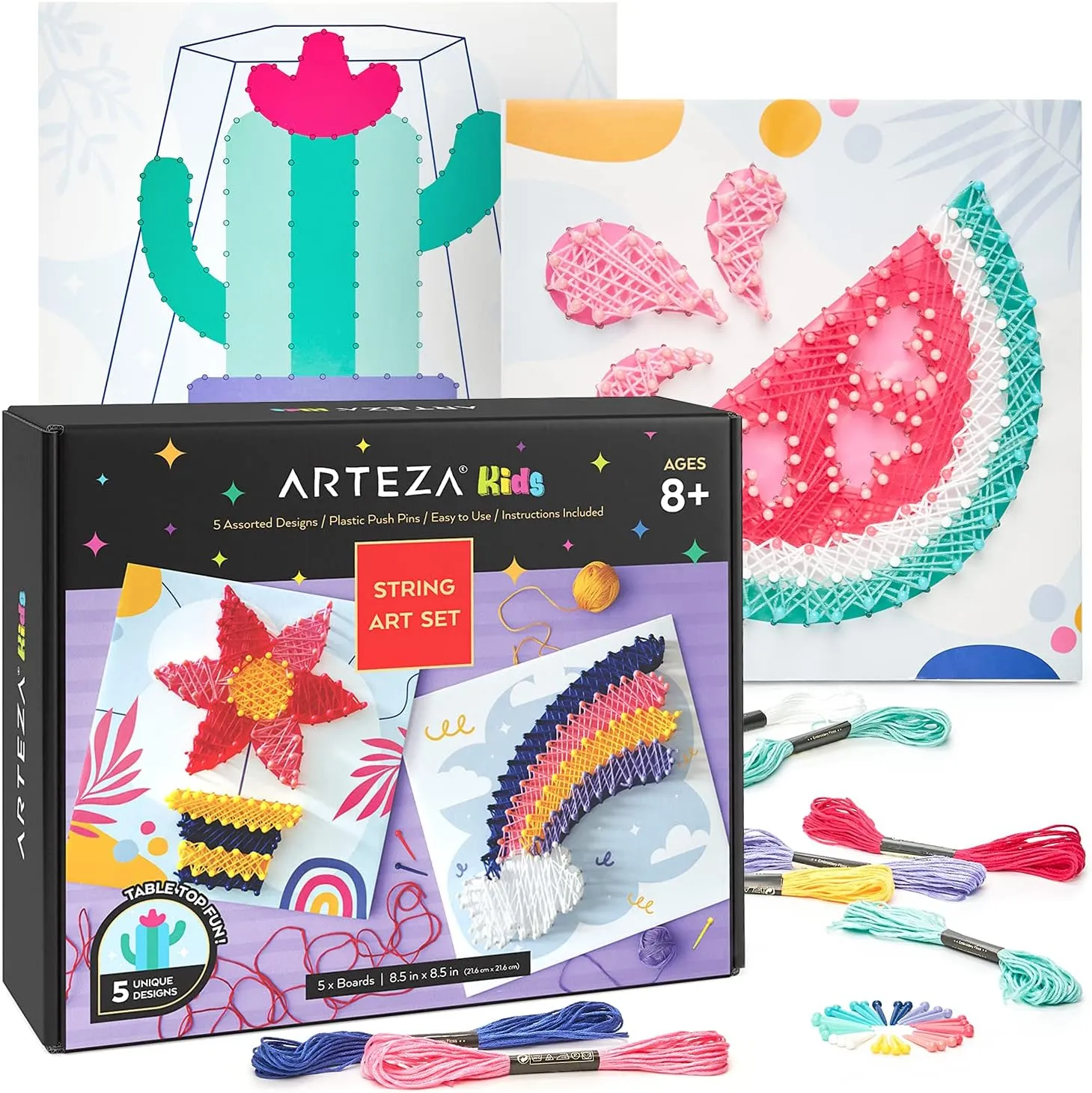 Supplies for Kids Craft Projects and Free Time Activities Arteza Kids String Art Kit, Set paraphrase overshadow melodrama crescent of 5 Assorted Designs, Plastic Pushpins, Art 