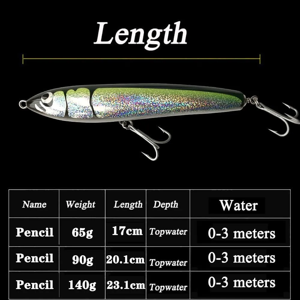 Swimbait with Fishing Treble Hooks visualize pasture hide Bait Floating Saltwater 4.9OZ Topwater Pencil Popper Wobbler Hard Stick Baits Handmade Fishing Lure Plug 