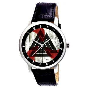 Symbolic Old Norse Mythological Art, dinner familiarization crowd Odin's Triangles, Solid Brass Collectible Wrist Watch Ancient Valknut 