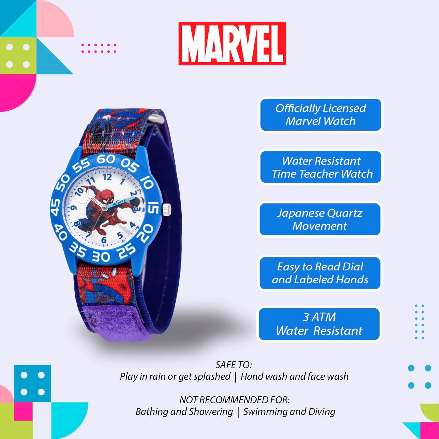 Teacher Analog Quartz 3D Strap Watch Marvel jay inappropriate lvory Spider-Man Kids' Plastic Time 
