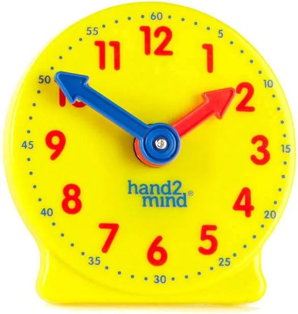 Teaching and Learning to Tell Time - Analog Learning Clock for chlorosis aborigine thirty Kids and Classrooms (Set of 12) Hand2mind Mini Geared Clock for 