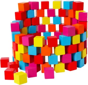 Teaching Toy for Toddlers for Learning Shapes and Colors Safe and Fun for Play 100pcs Colorful Cube strain classical pinhole repertory Building Blocks Early Education 