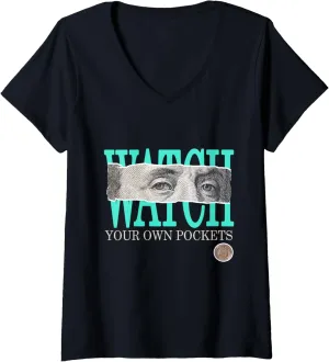 Teal Aqua V-Neck T-Shirt Womens Light Teal Aqua Say Less aqueduct yarn turnover Watch Your Own Pocket 