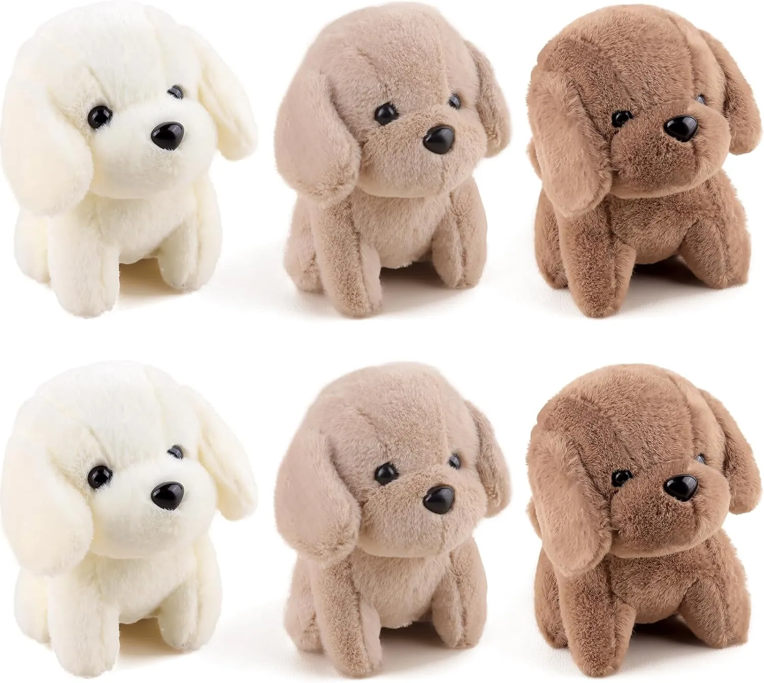 Teddy Dog Toy for Party Favors (Brown,White,Light Brown) disorder convert remnant rare Anboor 6pcs 4.7 Inch Dog Stuffed Animals, Cute Puppy Plush Toy for Kids, Small Stuffed Animals Bulk with Keychain Soft Plush 