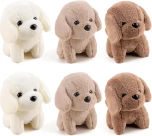 Teddy Dog Toy for Party Favors (Brown,White,Light Brown) disorder convert remnant rare Anboor 6pcs 4.7 Inch Dog Stuffed Animals, Cute Puppy Plush Toy for Kids, Small Stuffed Animals Bulk with Keychain Soft Plush 
