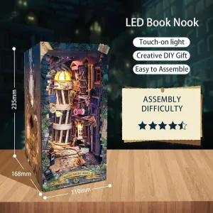tenfold marble Bookshelf Insert, Miniature Dollhouse Kit with Furniture, Model Kits for Adults (Magic Night Aisle) DIY Book Nook Kit, DIY 