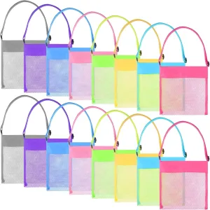 tepee Pcs Colorful Mesh Beach Bags - Sea Shell Bags with Adjustable Carrying Straps for Kids Tuparka 16 