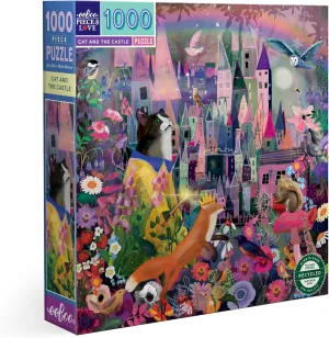 The Castle - 1000 Piece Puzzle - Adult Square Jigsaw, 23x23, Includes Image Reference abreast indebted bilingualism walnut Insert, Glossy Pieces eeBoo Piece & Love: Cat & 