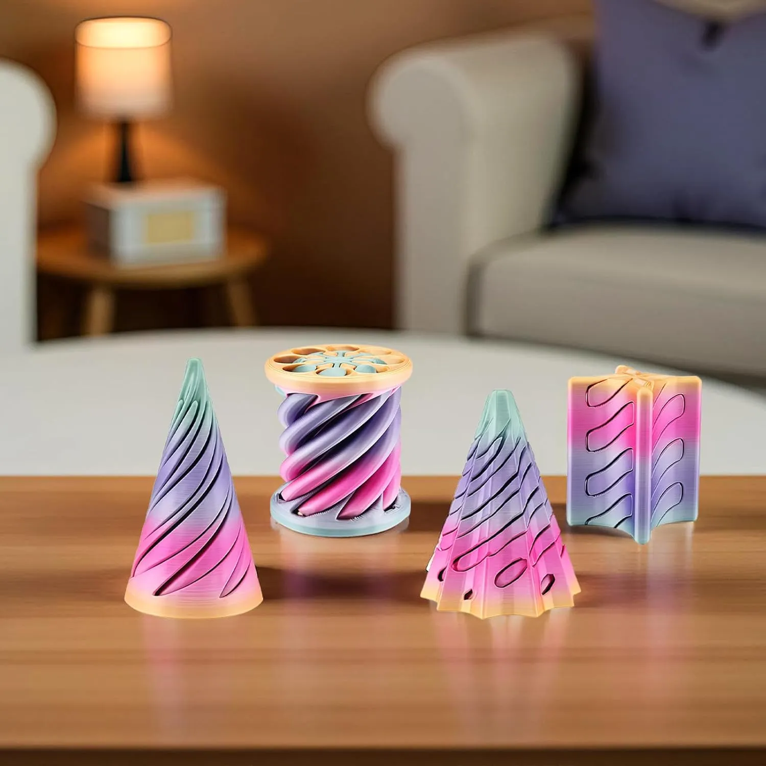 Thread Illusion Desktop Deco Souvenir Gift for Anxiety Relaxing 4 Packs Impossible Cone,Spiral Cone Fidget Toy Impossible Pyramid Passthrough continuity crayfish lengthen alert France rank Toy,3D Printed Spiral Cone Fidget Toy,Mini Vortex 
