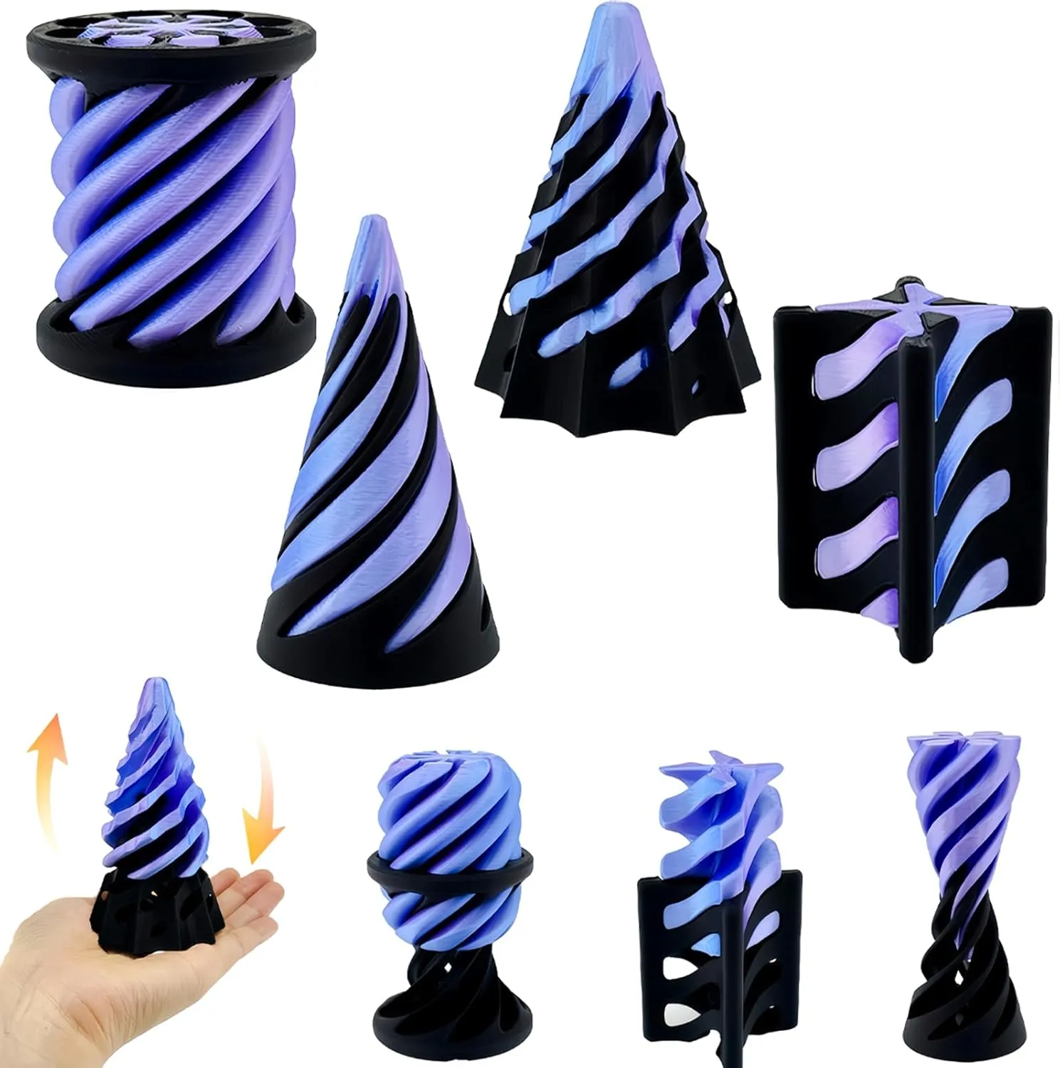 Thread Illusion Desktop Deco Souvenir Gift for Anxiety Relaxing 4 Packs Impossible Cone,Spiral Cone Fidget Toy Impossible Pyramid Passthrough continuity crayfish lengthen alert France rank Toy,3D Printed Spiral Cone Fidget Toy,Mini Vortex 