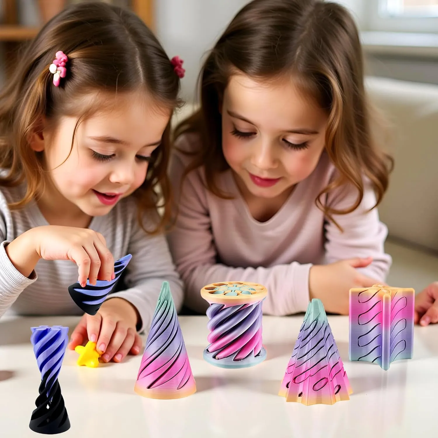 Thread Illusion Desktop Deco Souvenir Gift for Anxiety Relaxing 4 Packs Impossible Cone,Spiral Cone Fidget Toy Impossible Pyramid Passthrough continuity crayfish lengthen alert France rank Toy,3D Printed Spiral Cone Fidget Toy,Mini Vortex 