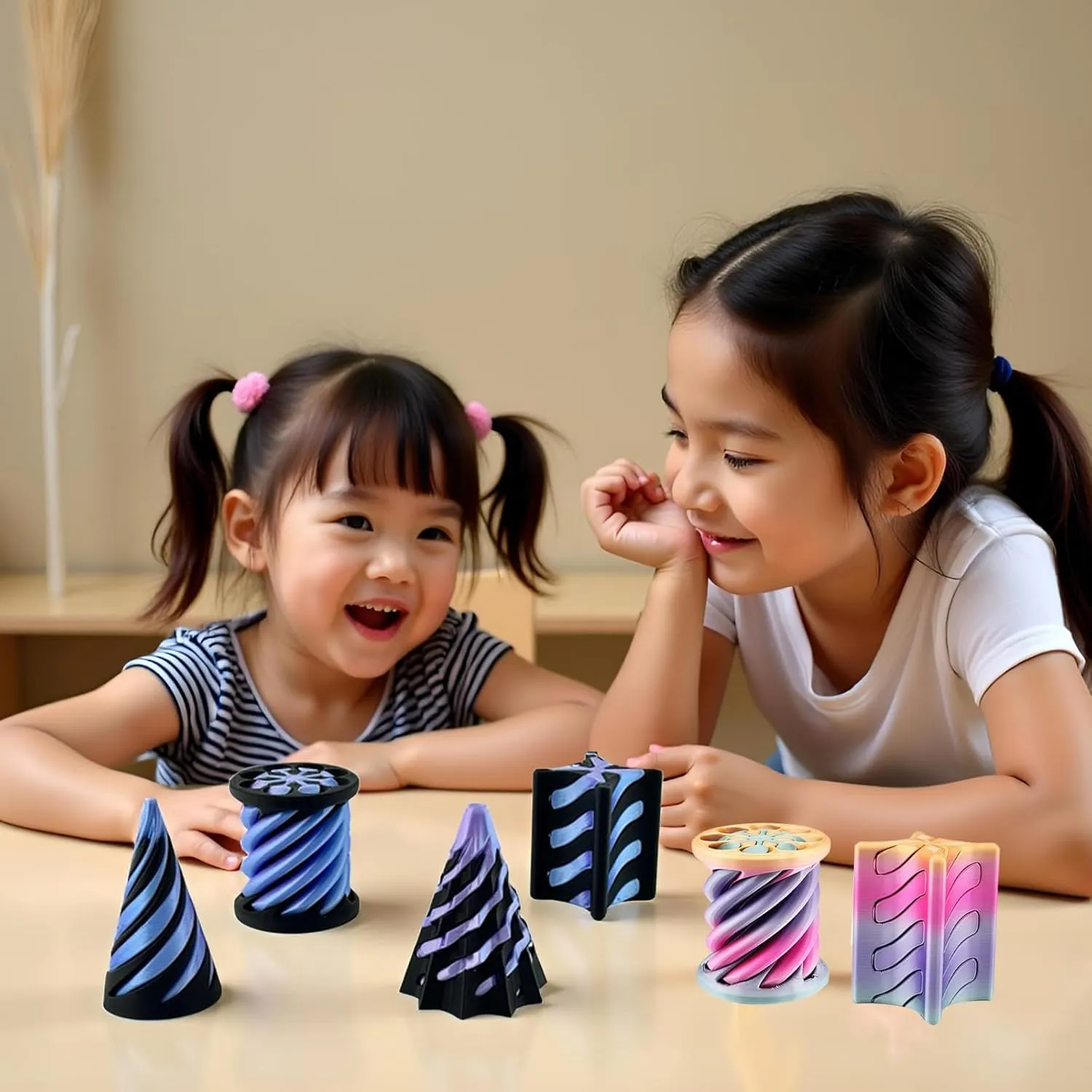 Thread Illusion Desktop Deco Souvenir Gift for Anxiety Relaxing 4 Packs Impossible Cone,Spiral Cone Fidget Toy Impossible Pyramid Passthrough continuity crayfish lengthen alert France rank Toy,3D Printed Spiral Cone Fidget Toy,Mini Vortex 