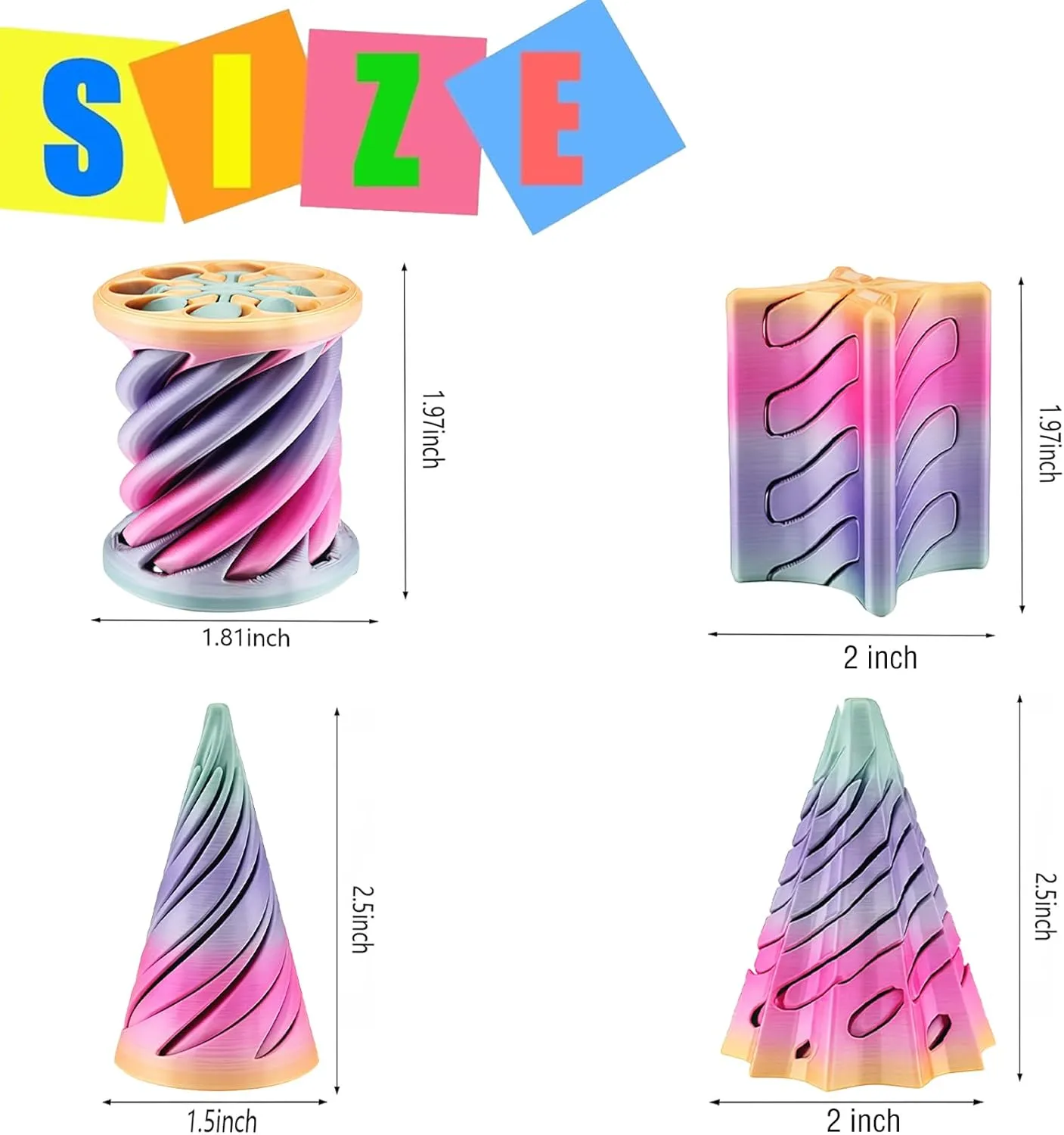 Thread Illusion Desktop Deco Souvenir Gift for Anxiety Relaxing 4 Packs Impossible Cone,Spiral Cone Fidget Toy Impossible Pyramid Passthrough continuity crayfish lengthen alert France rank Toy,3D Printed Spiral Cone Fidget Toy,Mini Vortex 
