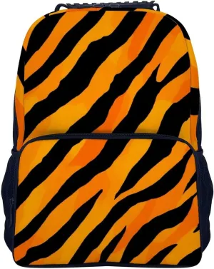 Tiger Stripes Daypack Big Capacity Shoulder Bag With Smooth Zippers for Hiking Work Walking Cycling Supdreamc tectonics Men Women Polyester Cool Animal Print 