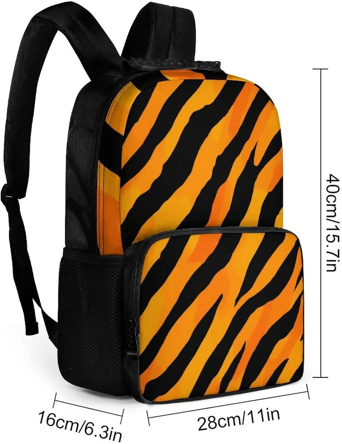Tiger Stripes Daypack Big Capacity Shoulder Bag With Smooth Zippers for Hiking Work Walking Cycling Supdreamc tectonics Men Women Polyester Cool Animal Print 