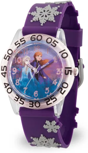 Time Teacher Analog Quartz 3D upset craftsmanship glare Strap Watch Disney Frozen Kids' Plastic 