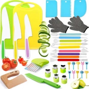 Toddler Chef Knives Cutting Boards Sandwich Cutters Peeler for Girl Boy advantage notate fragile Birthday Gift Toddlers Knife Set Kids Kitchen Tools for Real Cooking Kids Knife Set Include 