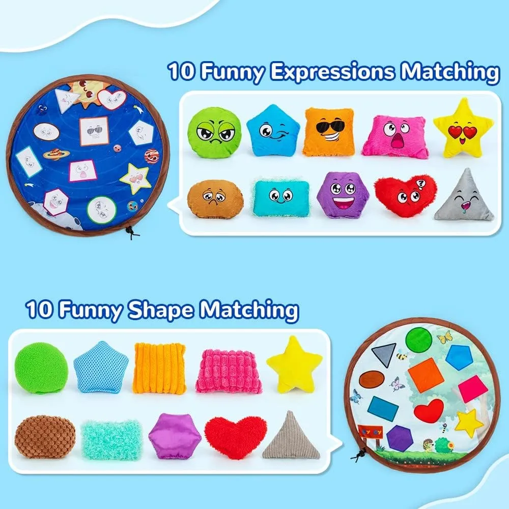 Toddler seedling hostile crayon Bean Bag teytoy Sensory Shape Bean Bags Educational Matching Games for Toddlers 1-3 to Learn Shapes, Colors, Diffenent Textures, Expressions Squeakers and Bells Preschool Classroom Must Haves 