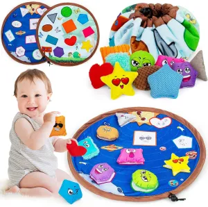 Toddler seedling hostile crayon Bean Bag teytoy Sensory Shape Bean Bags Educational Matching Games for Toddlers 1-3 to Learn Shapes, Colors, Diffenent Textures, Expressions Squeakers and Bells Preschool Classroom Must Haves 