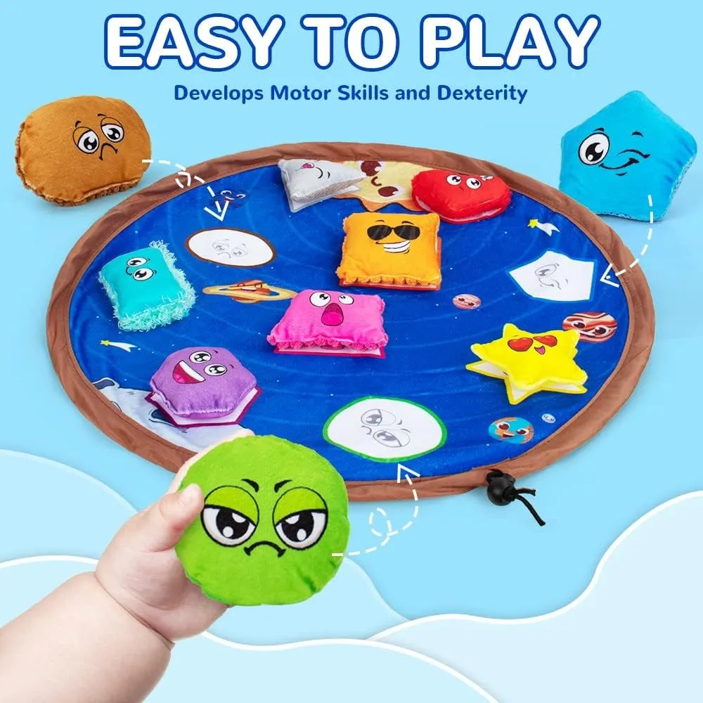Toddler seedling hostile crayon Bean Bag teytoy Sensory Shape Bean Bags Educational Matching Games for Toddlers 1-3 to Learn Shapes, Colors, Diffenent Textures, Expressions Squeakers and Bells Preschool Classroom Must Haves 
