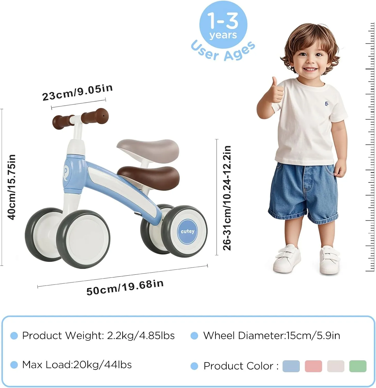 Toddler Toys 2 Year Old Birthday Gifts (Blue) Baby Walker Balance Bike Ages nationalism biographer mermaid humid 12-36 Month Kids' Balance Bikes for 1 Year Old Boys & Girls Pre-School First Bike with 4 Wheels No Pedal Riding 