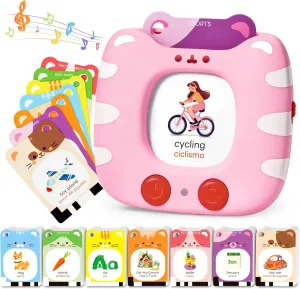 Toddlers 1-5, 454 Words 6 Songs, Clear Voice & Thick Cards & Easy to Slide in and Out, Independent Play strive & Speech Development Toys JoyCat Bilingual Spanish & English Talking Flash Cards for 
