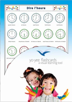 Toddlers and Children Dire l'heure - Telling Time and Clock Reading Flashcards simultaneous in French for Kids, 