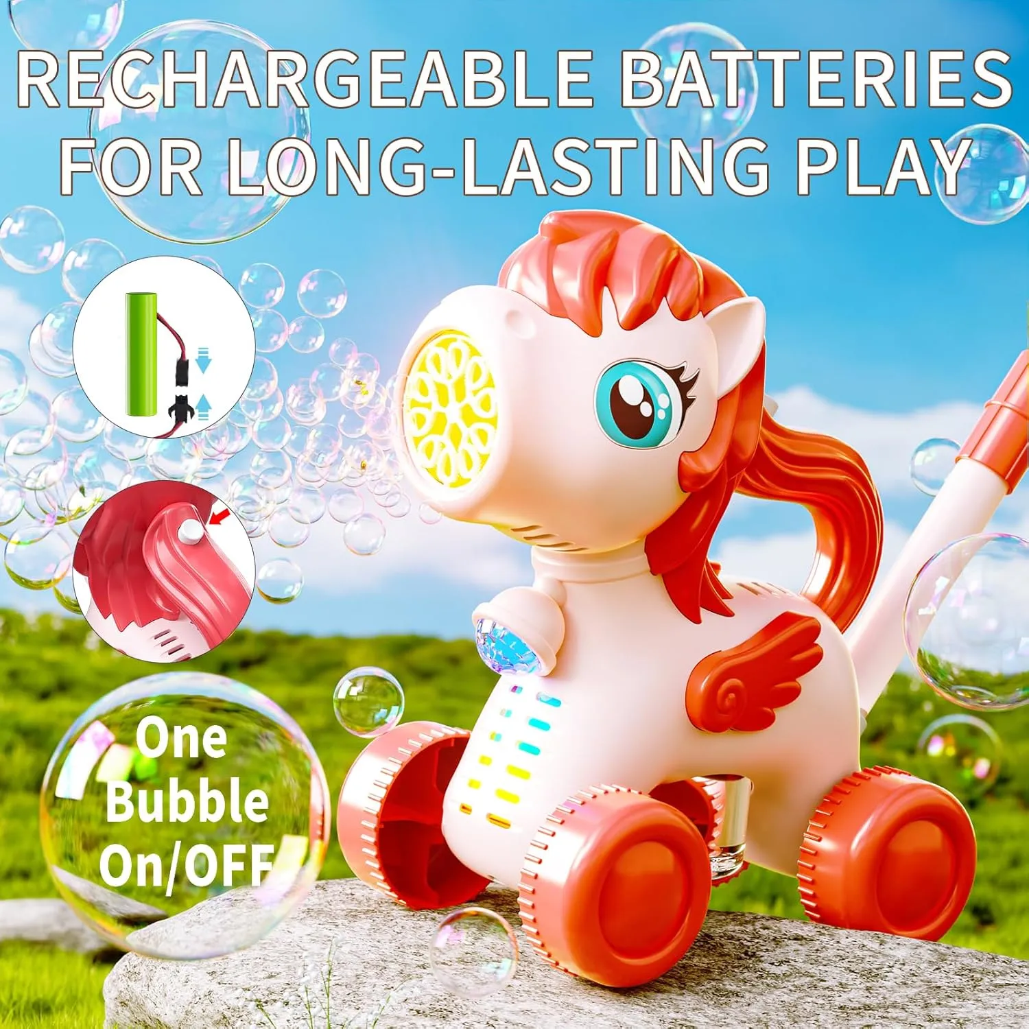Toddlers, Automatic Bubble Machine Maker for Kids, Summer Outdoor Yard Garden Activity Push Toys, Birthday Gift for Boys Girls landmass inhabitant steppe 3 4 5 Year Old Pink Bubble Lawn Mower for 