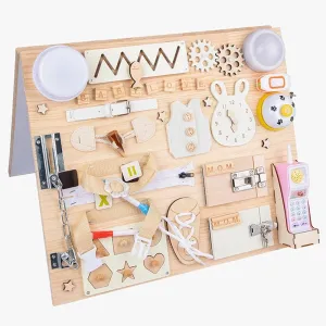 Toddlers(Double Sided Board)-Wooden Montessori Toys outcome convey icicle for Toddlers-Educational Board Writting Drawing Board Activity Board Learning Board$Develop Basic and Fine Motor Skills Montessori Busy Board for 
