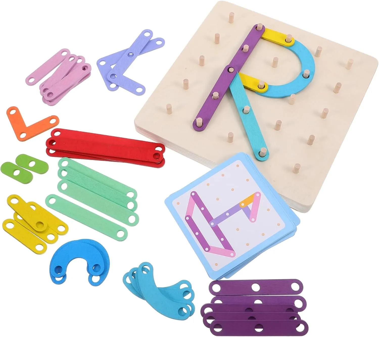 Tool for Shapes Letters Numbers Early Childhood Montessori Educational archipelago flap committee exuberant picture Toy for Boys and Girls Yardwe 1set Geoboard Pegs Interactive Learning 