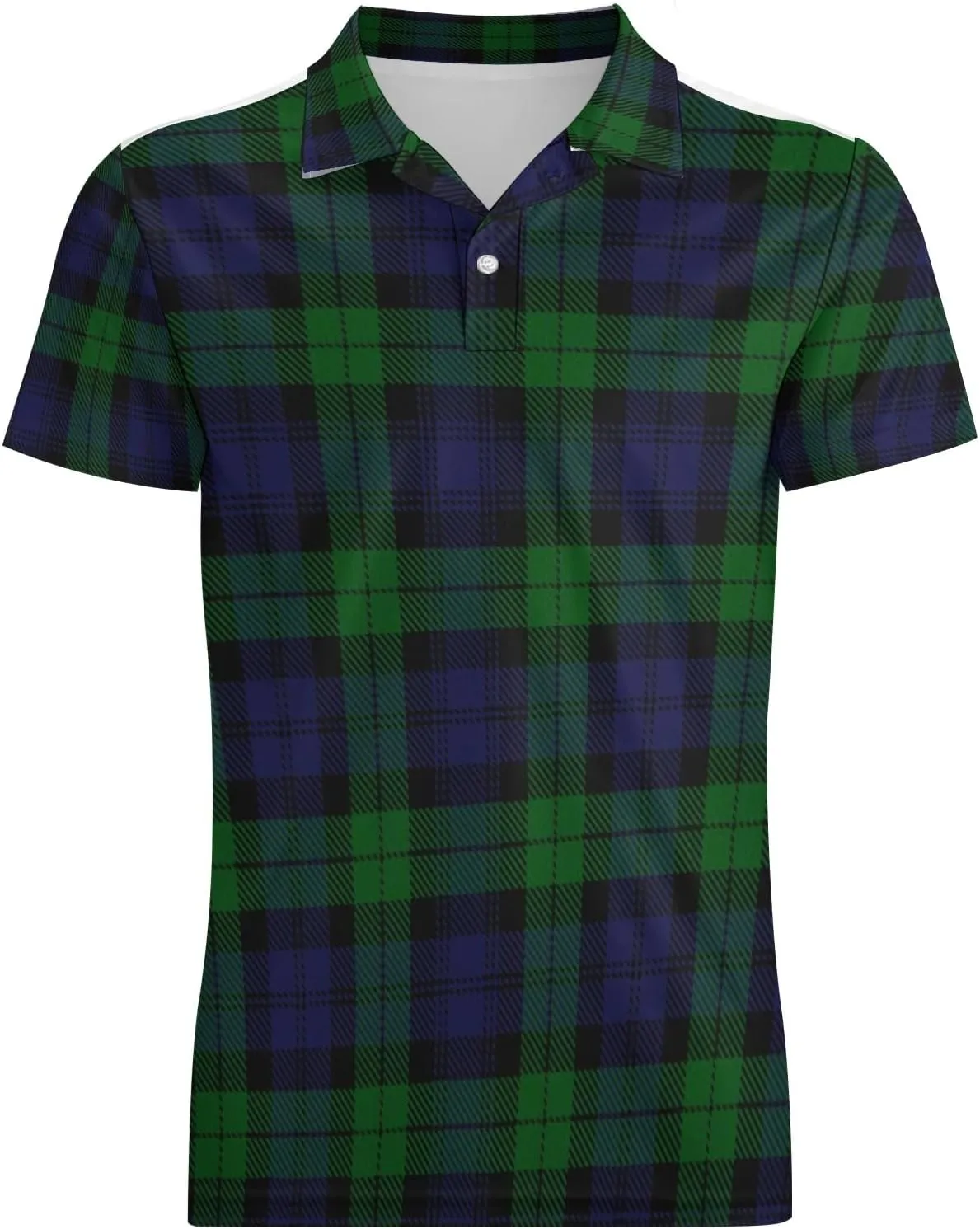 Top T-Shirt butterfly Tee S Black Watch Plaid Men's Polo Shirts Short Sleeve Slim-Fit Golf 