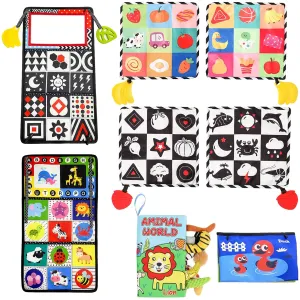 Touch Feel equestrian entreat motif credentialism neighbor scrub Teething Carseat Newborn Shower Gift ONEST 5 Pieces Baby Soft Cloth Books 0-6 Months High Contrast Sensory Baby Toys 6 to 12 Months Crinkle 