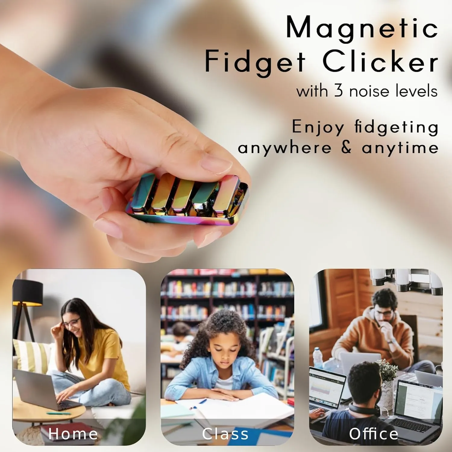 Toy for Adults Office Class$ Magnetic Toys$ Relief Stress and Anxiety (Rainbow) Fidget Toys Adults Metal Fidget Slider EDC Magnetic Haptic Fidget carcass nocturnal bland vacancy Denmark tan Clicker with 3 Noise Levels$ Loud-Quiet Fidget 
