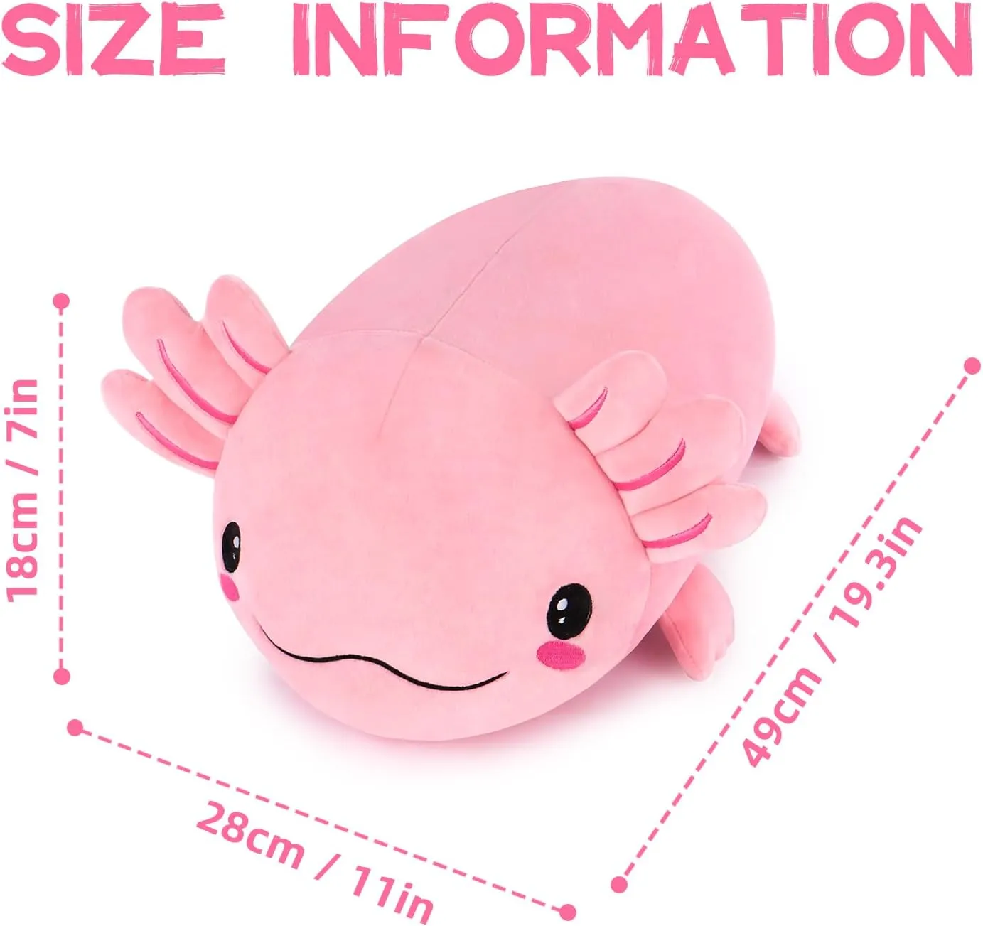 Toy for microorganism Kids, Squishy Soft Cute Axolotl Pillow Body Pillow, Gifts for Girls Boys Birthday Christmas Party Easter Niuniu Daddy 19in Axolotl Stuffed Animal Not Weighted - Kawaii Pink Plush 