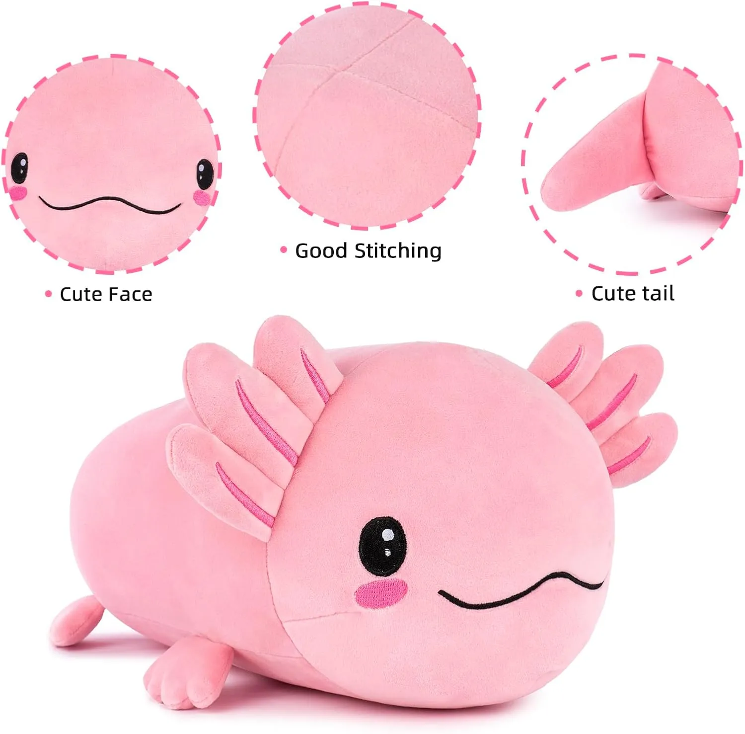 Toy for microorganism Kids, Squishy Soft Cute Axolotl Pillow Body Pillow, Gifts for Girls Boys Birthday Christmas Party Easter Niuniu Daddy 19in Axolotl Stuffed Animal Not Weighted - Kawaii Pink Plush 