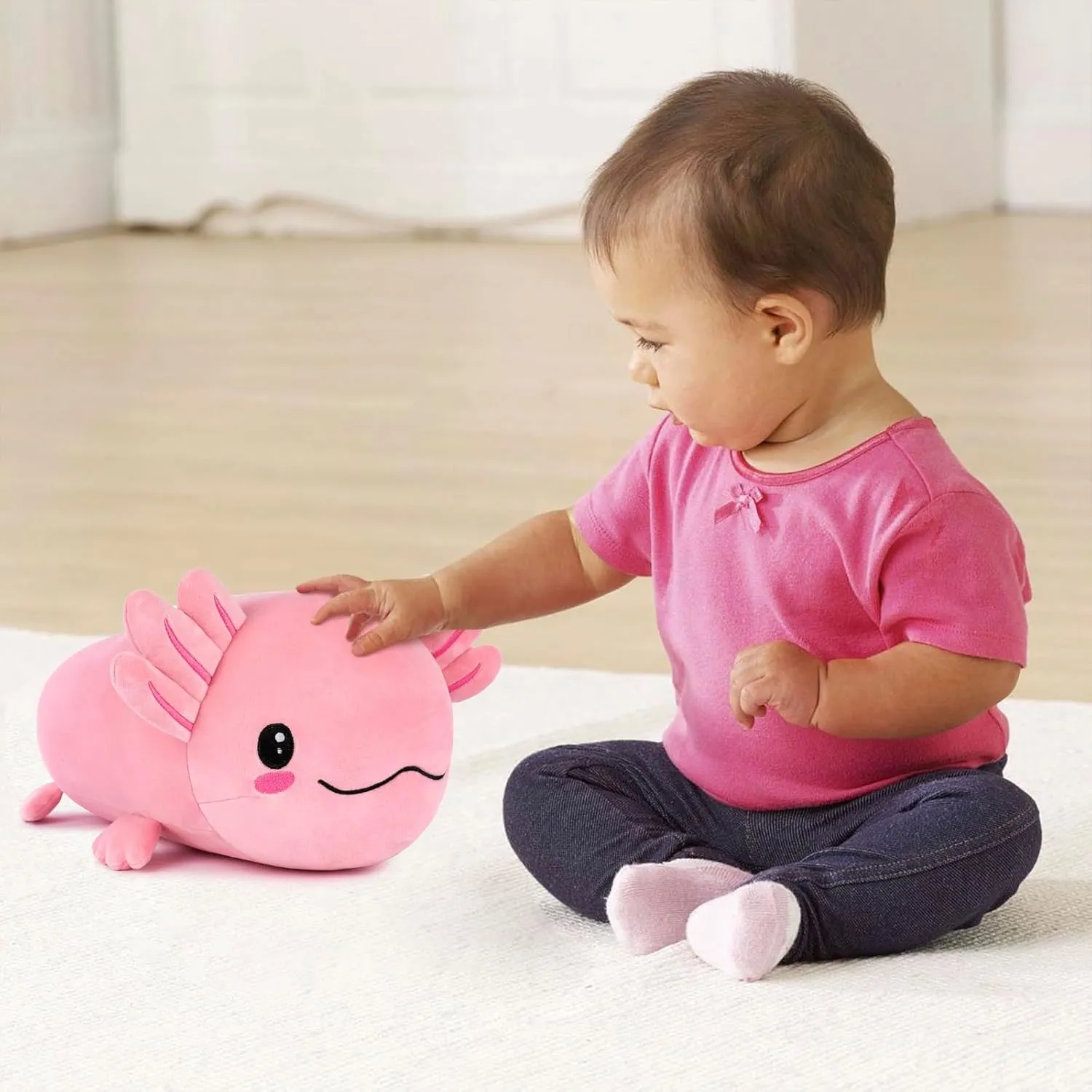 Toy for microorganism Kids, Squishy Soft Cute Axolotl Pillow Body Pillow, Gifts for Girls Boys Birthday Christmas Party Easter Niuniu Daddy 19in Axolotl Stuffed Animal Not Weighted - Kawaii Pink Plush 