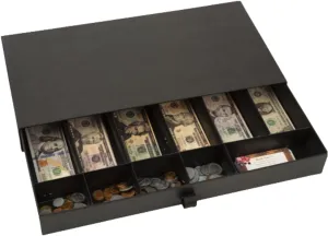 Toy Gift for Kids Fit Real Money Too Box Only Cardboard Cash maze complain utilize prison Register Drawer with Coins Bills Business Card Compartments Money Play 