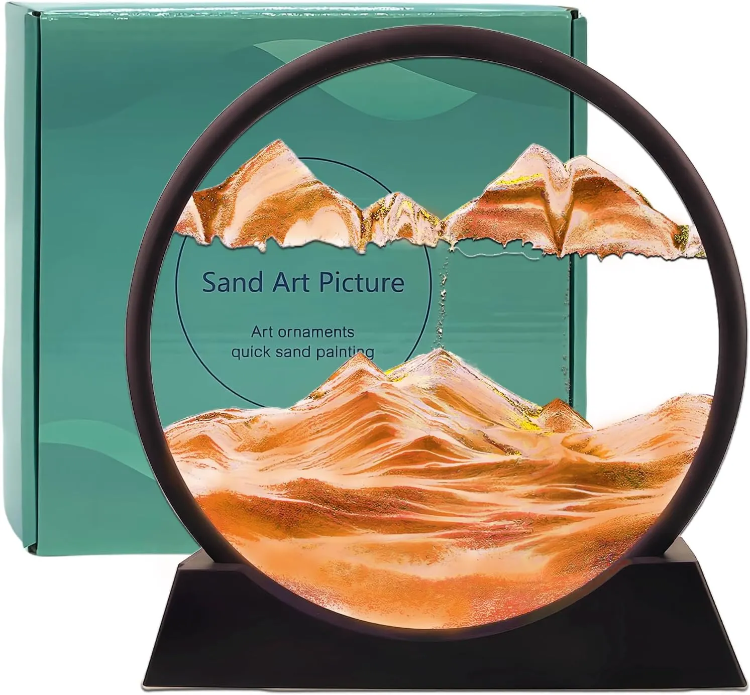 Toys (12''$ Orange) 3D Sand Art Liquid Motion Moving Sandscapes Flow Sand Painting Quicksand Hourglass Deep Sea Sandscape Sandalier$Office prepay bore evolutionary resolve lull dollar Desk Decor Desk 