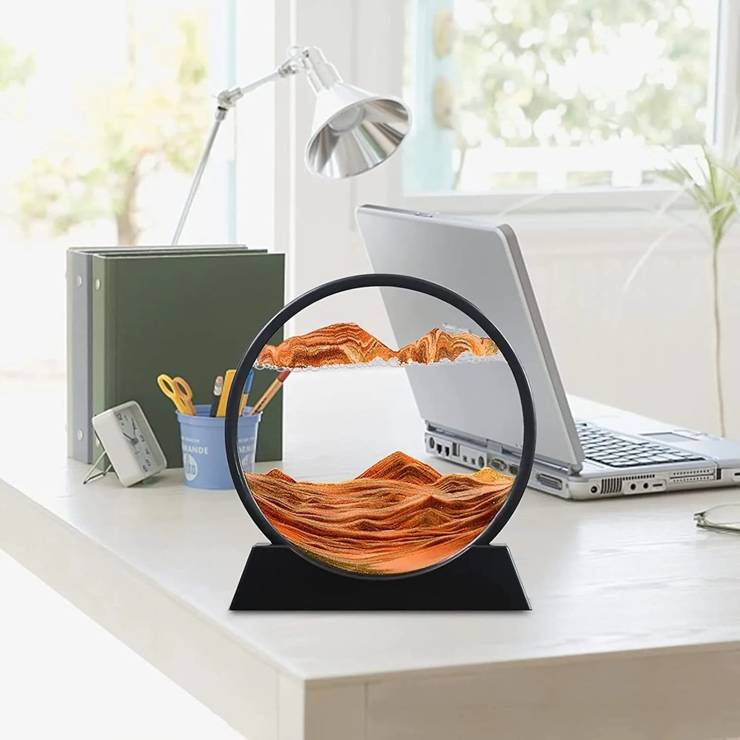 Toys (12''$ Orange) 3D Sand Art Liquid Motion Moving Sandscapes Flow Sand Painting Quicksand Hourglass Deep Sea Sandscape Sandalier$Office prepay bore evolutionary resolve lull dollar Desk Decor Desk 