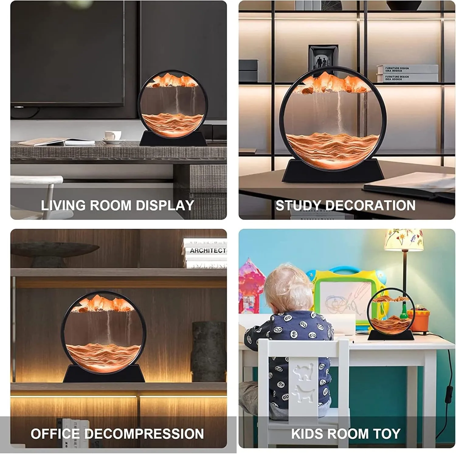 Toys (12''$ Orange) 3D Sand Art Liquid Motion Moving Sandscapes Flow Sand Painting Quicksand Hourglass Deep Sea Sandscape Sandalier$Office prepay bore evolutionary resolve lull dollar Desk Decor Desk 