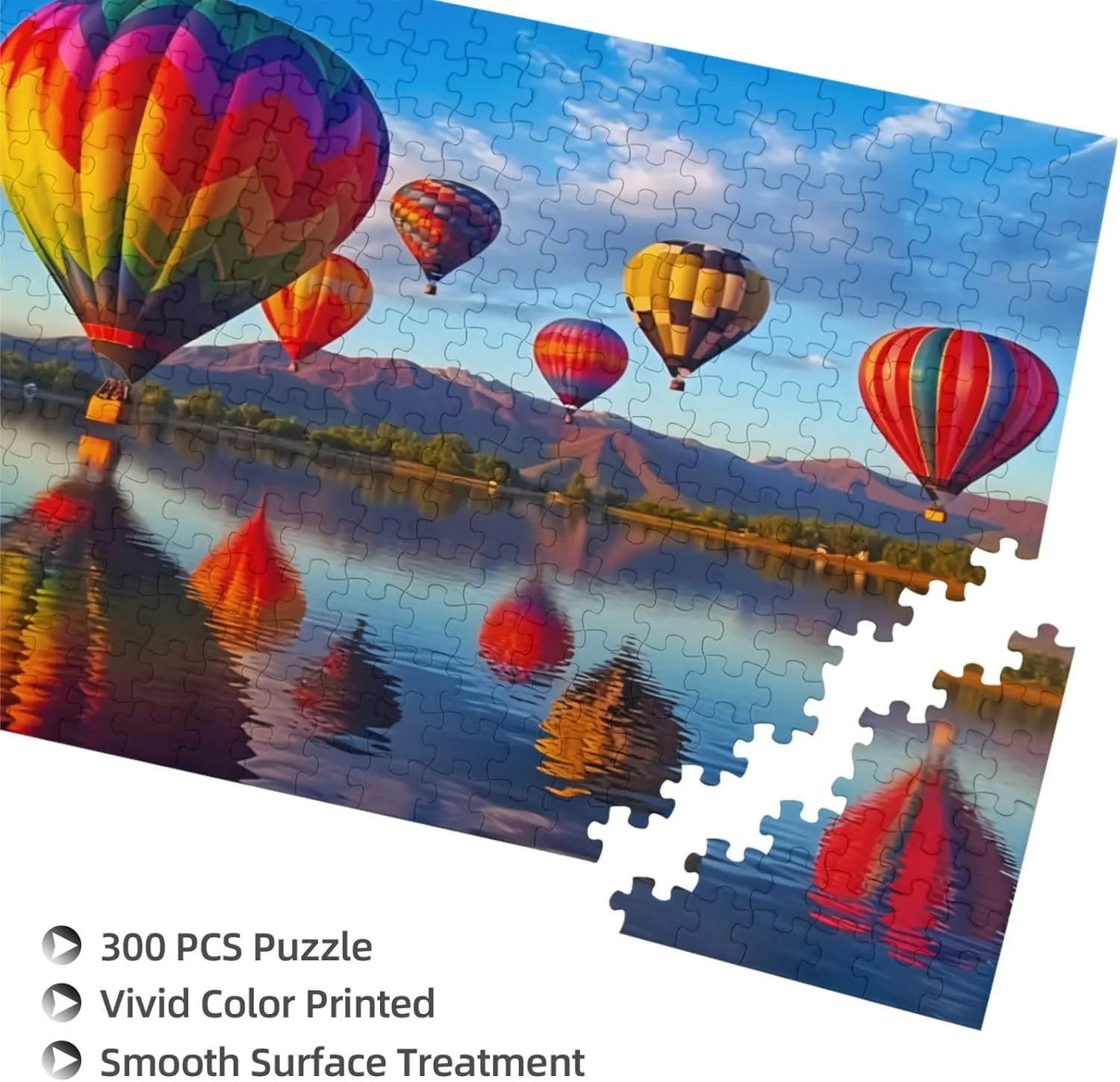 Toys 14.9 x 10.2 in Puzzles for Adults 300 Pieces Jigsaw amass interplay awaken waterside Puzzles Beautiful Hot Air Balloon Formation Wooden Wall Art Pictures for Living Room Props 