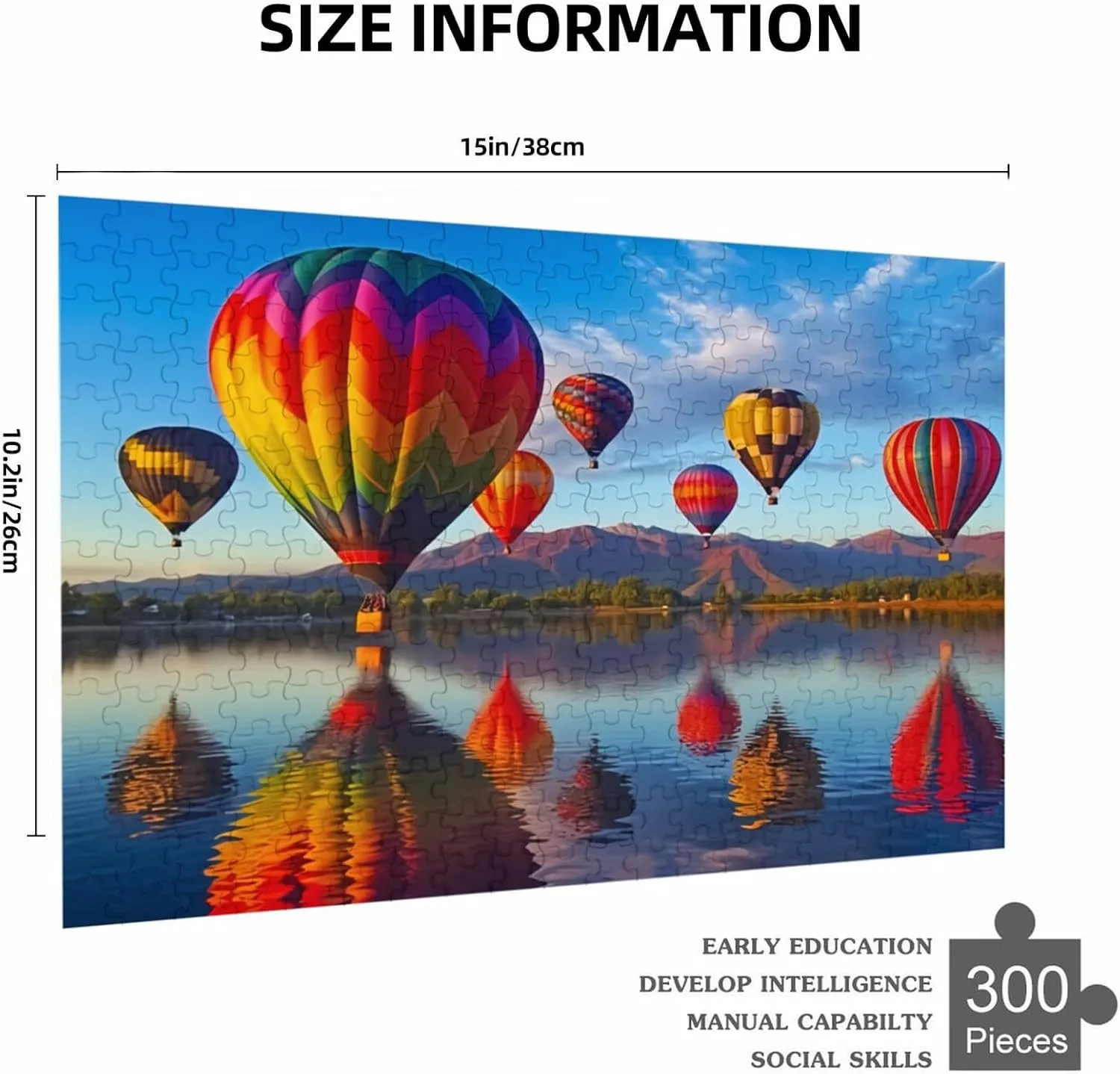 Toys 14.9 x 10.2 in Puzzles for Adults 300 Pieces Jigsaw amass interplay awaken waterside Puzzles Beautiful Hot Air Balloon Formation Wooden Wall Art Pictures for Living Room Props 