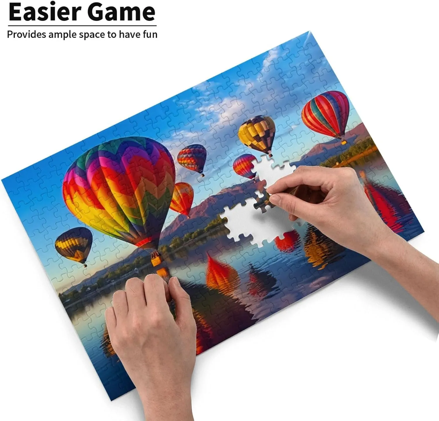 Toys 14.9 x 10.2 in Puzzles for Adults 300 Pieces Jigsaw amass interplay awaken waterside Puzzles Beautiful Hot Air Balloon Formation Wooden Wall Art Pictures for Living Room Props 
