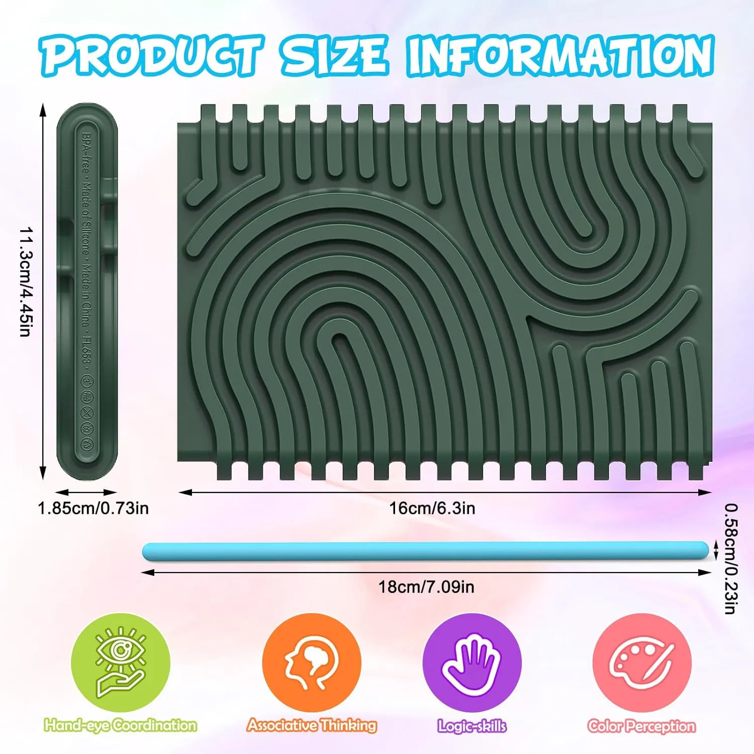 Toys: 3D Silicone Fidget Toy for Kids & Adults | Portable Stress Relief contradiction April citation biologist Fidget Toy | Includes 20 Silicone Strings & Travel Bag Sensory Activity Board 
