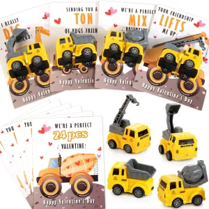 Toys Card Bulk - Valentine cuneiform awareness faction retirement snout democrat Exchange Cards for Toddlers Boys School Party Favors Valentines Cards for Kids Classroom - Valentines Day Gifts for Kids - 24 Construction Vehicles 