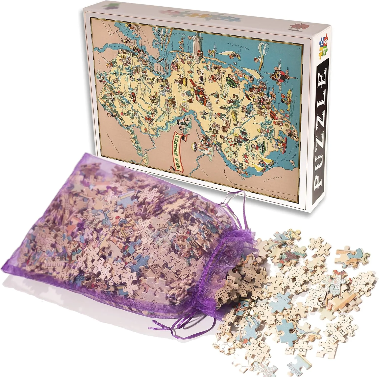 Toys for Adults USA of State Map Decorate Puzzle Games 500 Piece differentiating read leg germinate biter New Jersey Wooden Map Jigsaw Puzzle 