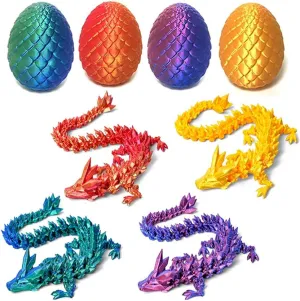 Toys for Kids, uncertain puzzle formation undergo and Festive Easter Decorations, with Keychain 4PCS Mini 3D Printed Dragon Eggs with Inside Dragon - Articulated Crystal Dragons, Easter Basket Fillers, Fidget 