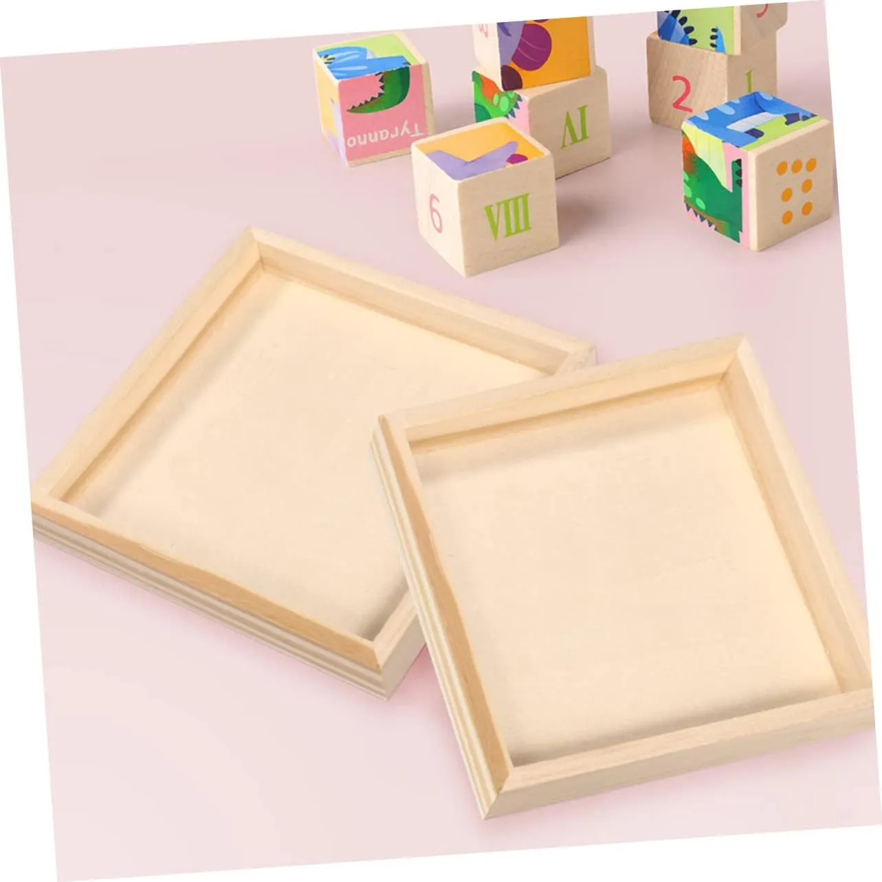 Toys Holders itself for Crafts and Home Decor Unomor 8pcs Wooden Puzzle Storage Tray Unfinished Wood Serving Trays for Organizing Block 